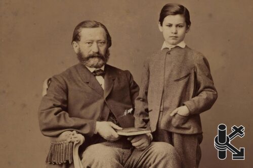 Jakob Freud (l) with his son Sigmund