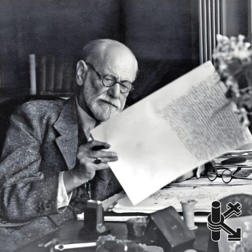 sigmund Freud at work in his study.-vintage sexology-sex therapy-free pdf
