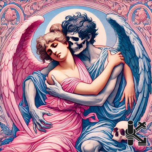 Eros and Thanatos hugging each other-vintage sexology-sex therapy-sigmund freud thepories
